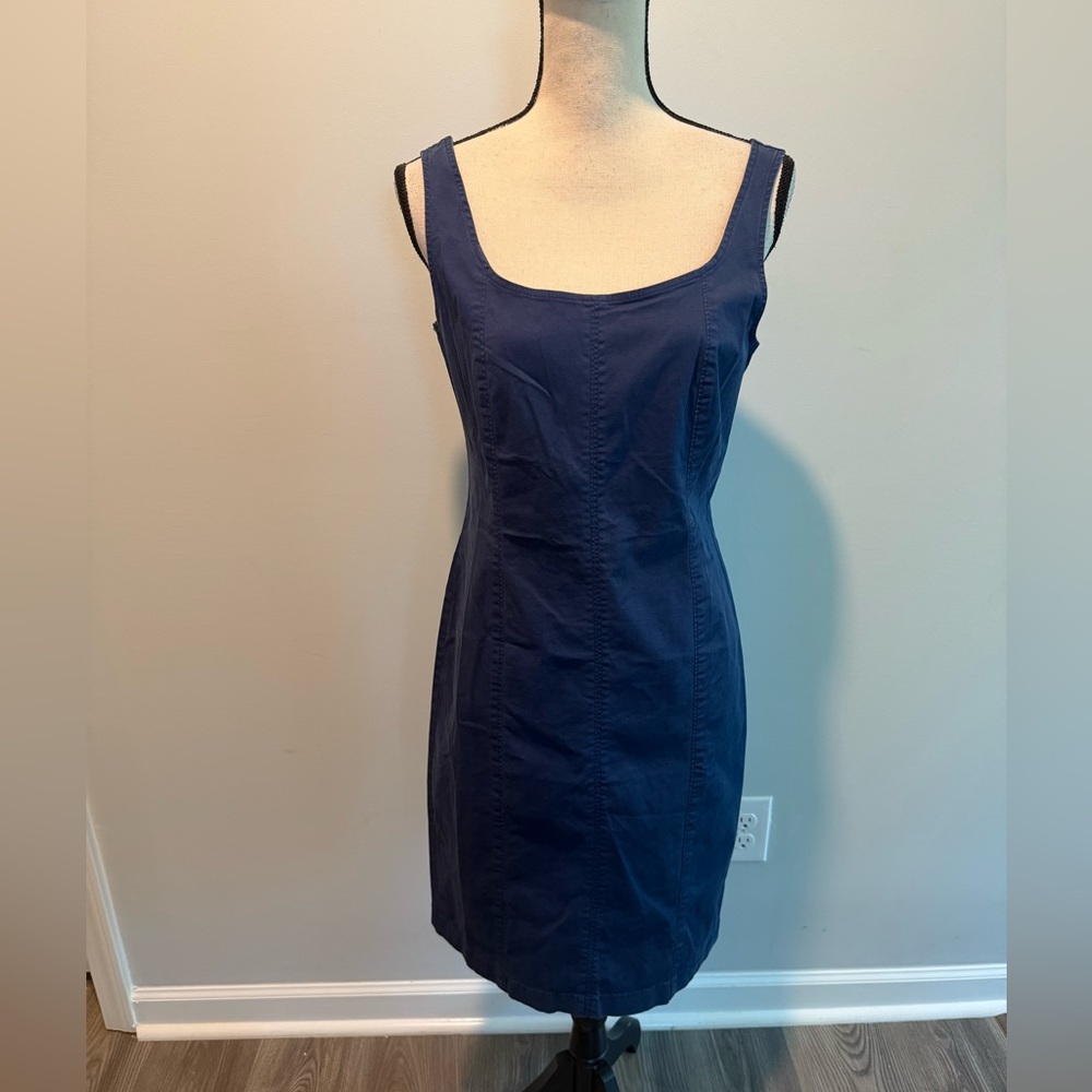 J Crew Fitted Lightweight Chino Dress in Navy NWT Women’s size 6 Square Neck